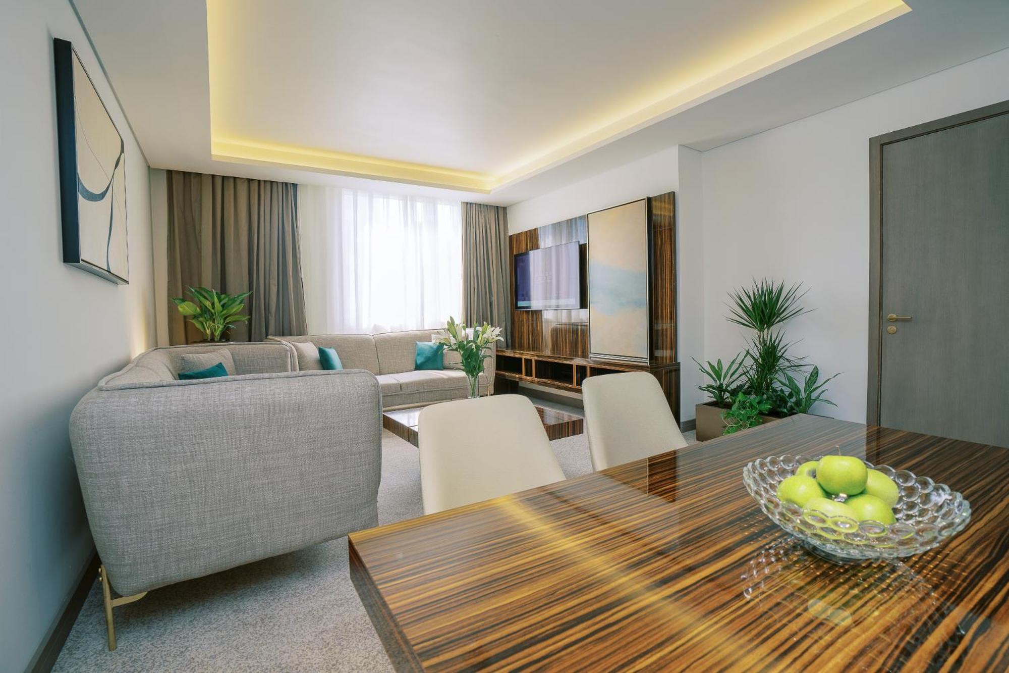Khalidia Palace Hotel Dubai By Mourouj Gloria Dış mekan fotoğraf A 3D rendering of a living room