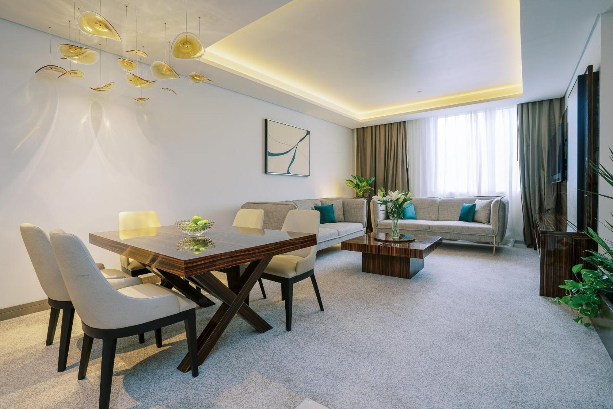 Khalidia Palace Hotel Dubai By Mourouj Gloria Dış mekan fotoğraf A 3D rendering of a living room